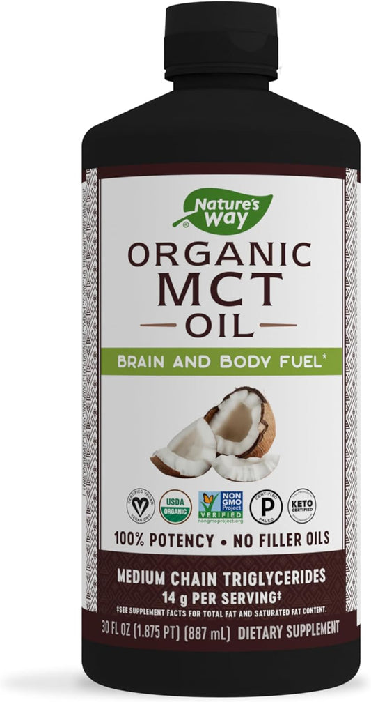 MCT Oil, Brain and Body Fuel from Coconuts*; Keto Paleo Certified, Organic, Gluten Free, Non-Gmo Project Verified, 30 Fl. Oz.