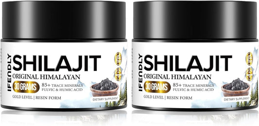 Shilajit Pure Himalayan Organic 600Mg Maximum Potency Gold Grade Shilajit Resin Shilajit Supplement Natural Authentic with 85+ Trace Minerals & Fulvic Acid for Energy, Immunity, 30 Grams (2 Pack)