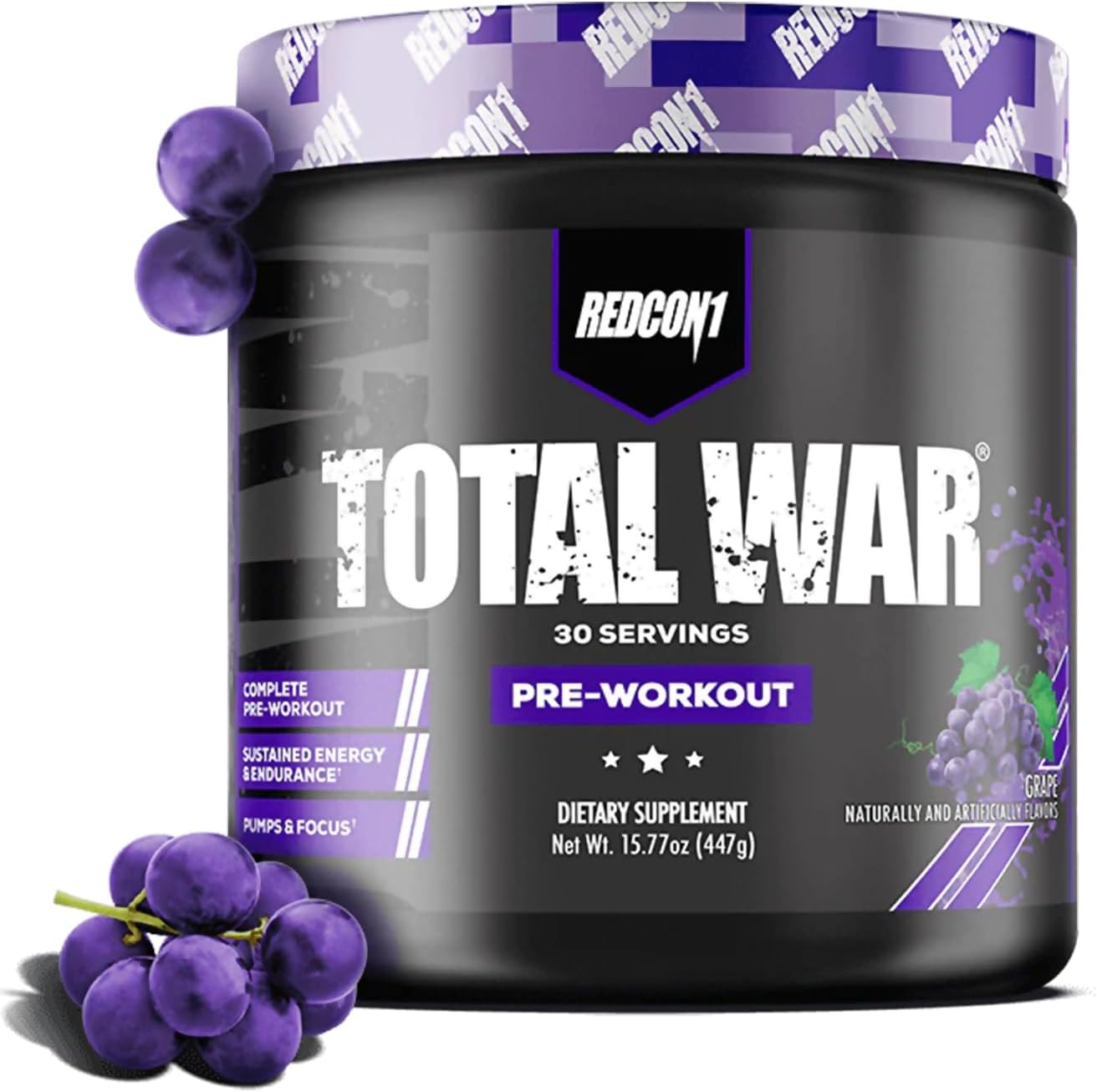 Total War Pre Workout Powder, Blue Raspberry - Beta Alanine + Citrulline Malate Keto Friendly Preworkout for Men & Women with 320Mg of Caffeine - Fast Acting (30 Servings)