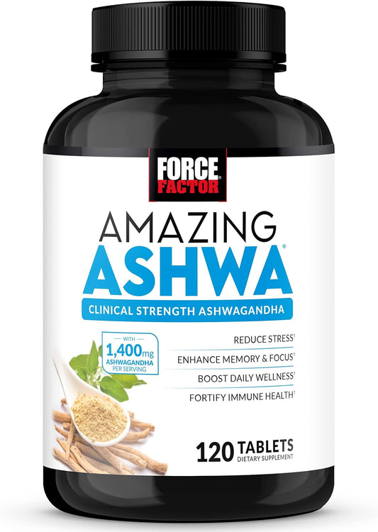 Amazing Ashwa for Stress Relief, Memory, Focus, and Immune Support Health, Ashwagandha Supplement with KSM-66 Ashwagandha for Stress, Vitamins, Minerals, and Antioxidants, 120 Tablets