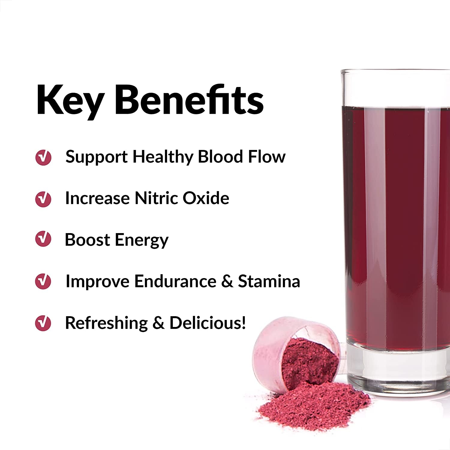 Total Beets Superfood Beet Root Powder with Nitrates to Support Circulation, Blood Flow, Nitric Oxide, Energy, Endurance, and Stamina, Cardiovascular Heart Health Supplement, 30 Servings